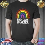 100 Days Smarter Rainbow Hearts 100th Day Of School Teacher T-Shirt