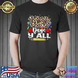 100 Days Y'all Leopard Happy 100th Day Of School Apples Pencil T-Shirt