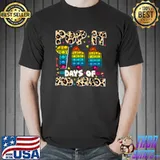 100th Day Of School 2nd Grade Pop It shapes Fidget Toy Pupil Leopard Colors Ice Cream T-Shirt