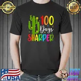 100th Day Of School Teacher 100 Days Sharper Cactus Retro T-Shirt