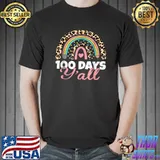 100th Day Of School Teacher 100 Days Smarter Leopard Pencil Rainbow T-Shirt