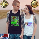 100th Day Of School Teacher 100 Days smarter Trex Dinosaur Crayon Green T-Shirt Tank Top