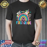 100th Day Of School Unicorn 100 Magical Days First Grade Rainbow T-Shirt