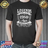 43th Birthday Legends Born In 1980 43 Years Old Aged All Original Parts Stars T-Shirt