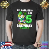 5 Years Old Birthday Girl Shamrock Unicorn Dabbing St Patrick's Day T-Shirt