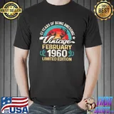 63 Years Of Being Awesome Retro February 1960 63 Year Old Fishing Lovers 63rd Birthday T-Shirt