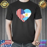 American And Argentina Flags Heart T-Shirt