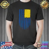 American Flag With Ukraine Colors Patriotic Support T-Shirt