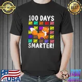 Animal Fox 100 Days Of School Colors 100 Days Smarter T-Shirt