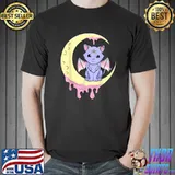 Anime Cat Witch On The Moon Kawaii Witchy Pastel Goth Cat T-Shirt