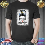 Argentinian Mom Argentina Mommy Mama Argentine Flag Women Messy Bun T-Shirt