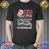 Awesome Since 1933 90th Birthday I'm A February Girl 1933 For Understanding Flowers T-Shirt