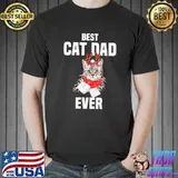 Best cat dad ever grey cat with reindeer christmas T-Shirt