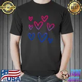 Bisexual Lgbt Valentine's Day Cute Subtle Hearts T-Shirt