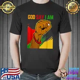 Black girl god says i am black history month african pride strong hand T-Shirt