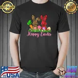 Bunny Squad Leopard Plaid Happy Easter Day 2023 Eggs T-Shirt
