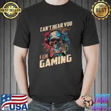 Can't Hear You I'm Gaming Headset Graphic Skull Video Gamer Retro T-Shirt