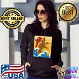 Catzilla Vintage Cat Art Japanese Sunset Cat Lovers T-Shirt Hoodie