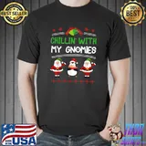 Chillin With My Gnomies Santa Clause And Penguin Christmas Matching Family T-Shirt