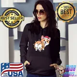 Corgi lights santa hat merry christmas lover dogs T-Shirt Hoodie