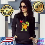 Dabbing Turtle Face Mask Dab Dance Valentine Heart T-Shirt Hoodie