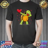 Dabbing Turtle Face Mask Dab Dance Valentine Heart T-Shirt