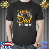 Dad Pit Crew Flag Racing Car Dad Of The Birthday T-Shirt