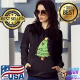 Dancing Christmas Tree With Star And Lights T-Shirt Hoodie