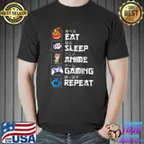 Eat Sleep Anime Gaming Repeat Otaku Anime Manga T-Shirt