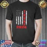 Flag of America Trump 2024 grunge texture shirt