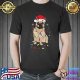 French bulldog santa hat lights quote christmas cool dog owner T-Shirt