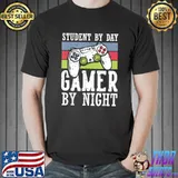 Gaming Student By Day Gamer By Night Vintage Controller Game Day T-Shirt