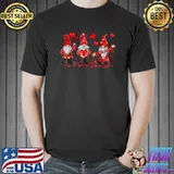 Gnome Valentines Day Three Gromies Love Hearts T-Shirt