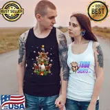 Goat Christmas Pajama Xmas Goats Tree Lights Santa Hat T-Shirt Tank Top