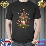 Goat Christmas Pajama Xmas Goats Tree Lights Santa Hat T-Shirt