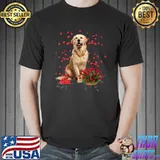 Golden Retriever Hearts Balloons And Rose Basket Valentine's T-Shirt