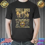 Guns n roses 37th anniversary thank you for the memories slash axl roses steven adler signature shirt
