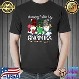 Hanging With My Gnomies Lights Plaid And Leopard Garden Gnome T-Shirt