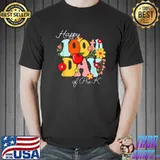 Happy 100 Days Of Pre K Teacher Retro Groovy 100th Day T-Shirt