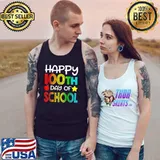 Happy 100 Days Of School 100th Day Student Apple Star Colors Teacher T-Shirt Tank Top