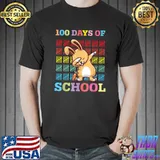 Happy 100 Days Of School Dabbing Rabbit Lovers Colors T-Shirt