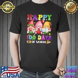 Happy 100 Days Smarter Gnomies Teacher Gnomes Pencil Stars T-Shirt