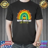 Happy 100th Day Of Pre-K Student Teacher Rainbow Retro T-Shirt