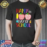 Happy 100th Day Of School 100 Days Of Pre K Teacher Student Apples Pencil T-Shirt