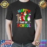 Happy 100th Day Of School Gnomes Teacher 100 Days Smarter Leopard And Plaid T-Shirt