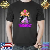 Happy 100th Day Of School Teacher Life Messy Bun Queen Crown T-Shirt