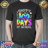 Happy 100th Day Of School Teacher Student Tie Dye 100 Days T-Shirt