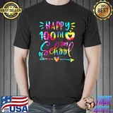 Happy 100th Day Of School Tie Dye Teacher Student 100 Days Apple T-Shirt