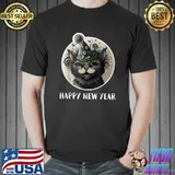 Happy New Year 2023 New Year's Eve Cat Party Hat T-Shirt