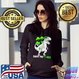 Happy St Pat T Rex Saint Patrick's Day Dinosaur Shamrock With Sunglasses T-Shirt Hoodie